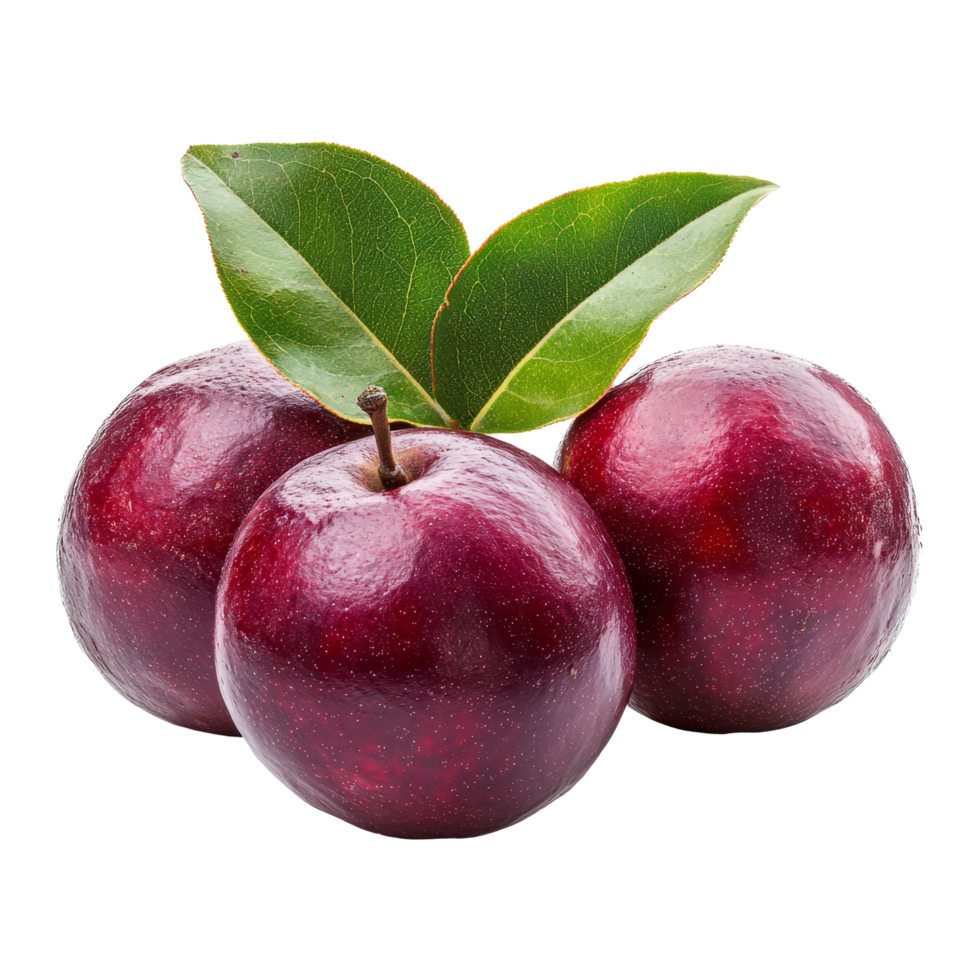 Fresh Mamiew Pomerac fruits placed on a transparent background showcasing their vibrant color and natural allure, Mamiew Pomerac or Malay Apple Syzygium Malaccense isolated on transparent background png