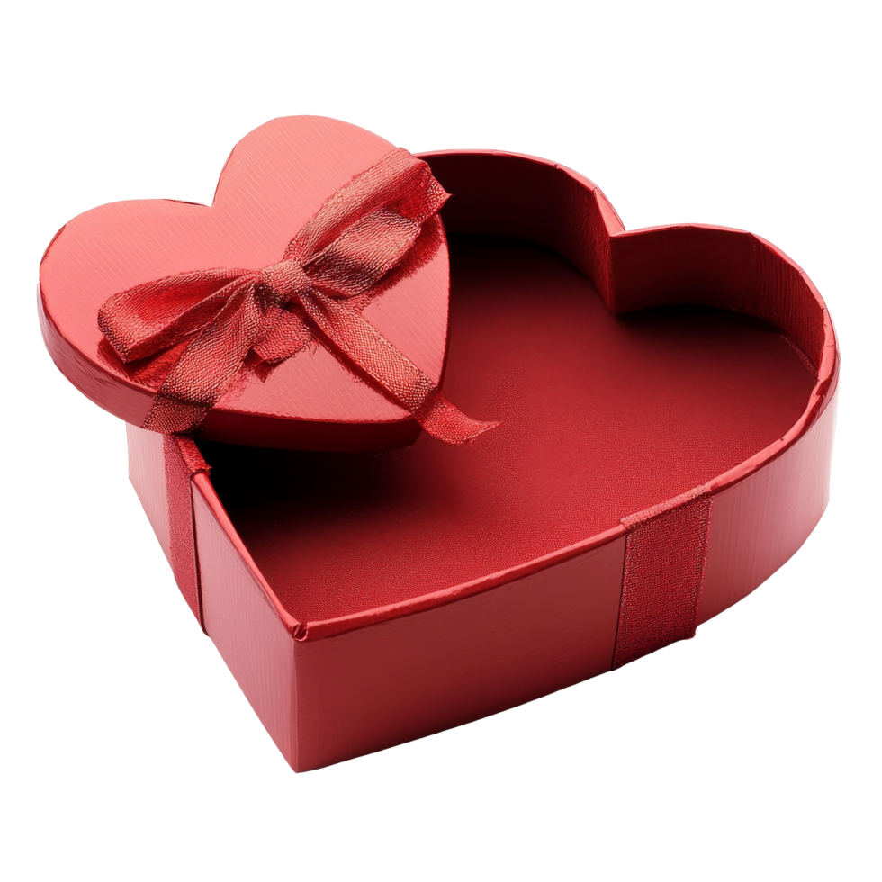 A beautifully crafted red heartshaped gift box perfect for special occasions and surprises for loved ones, Red heart shape open gift box png