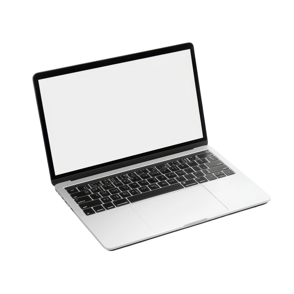 A modern laptop sits on a clean, transparent background showcasing ample empty space for creative projects or presentations, laptop with empty space on transparent background png
