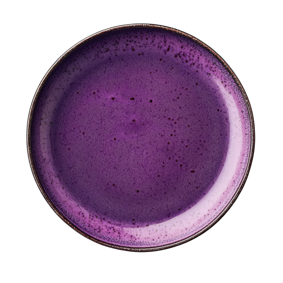 Elegant purple plate resting on a clean transparent background, showcasing a minimalist design ideal for modern dining, purple plate on transparent background png