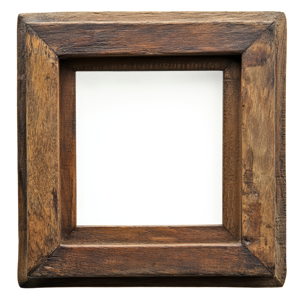Elegant wooden photo frame on a clean transparent background, perfect for showcasing cherished memories and artwork, wooden photo frame on transparent backgroundfile png