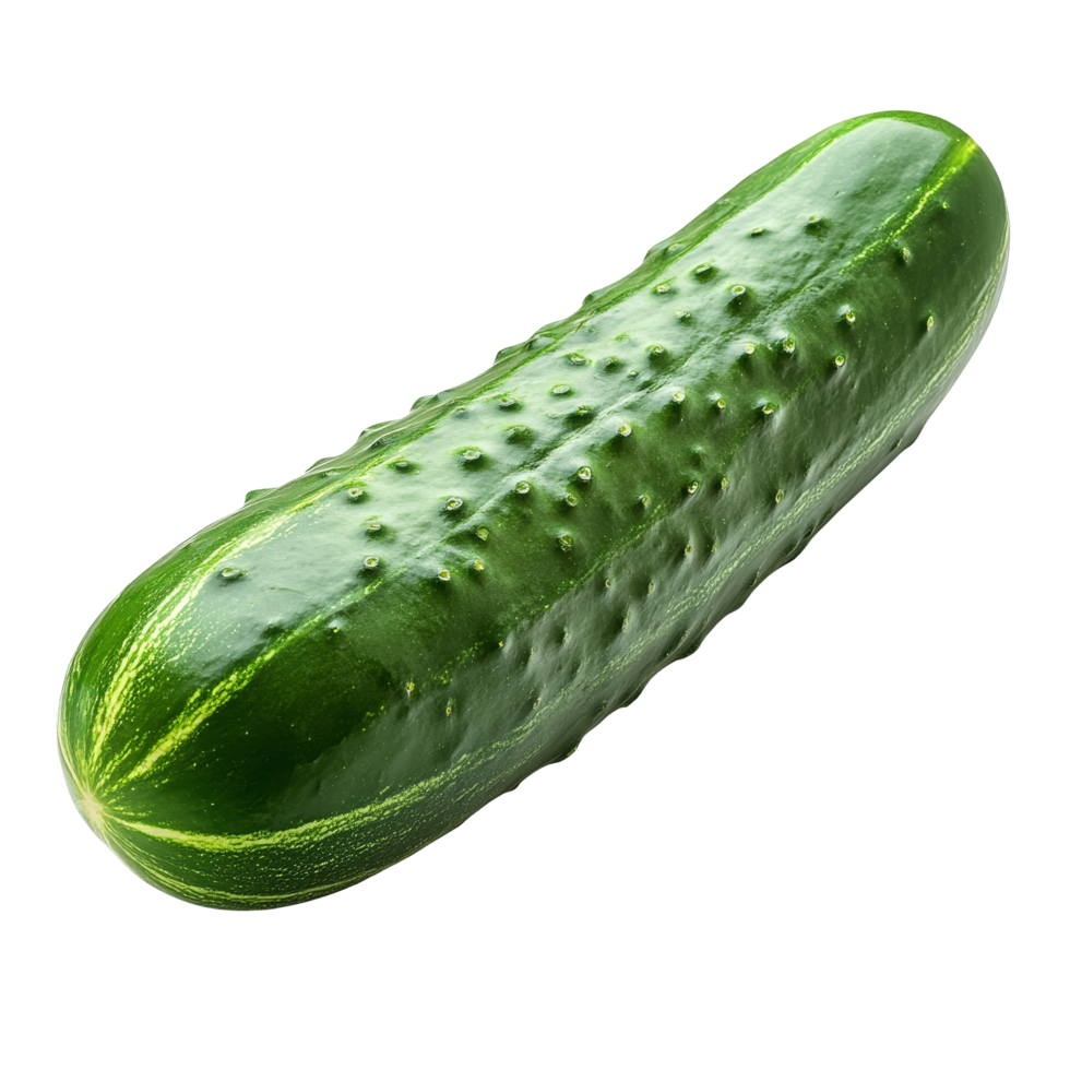 Fresh cucumber isolated on a clean transparent background, showcasing its vibrant green color and unique texture for culinary uses, cucumber isolated on transparent background png