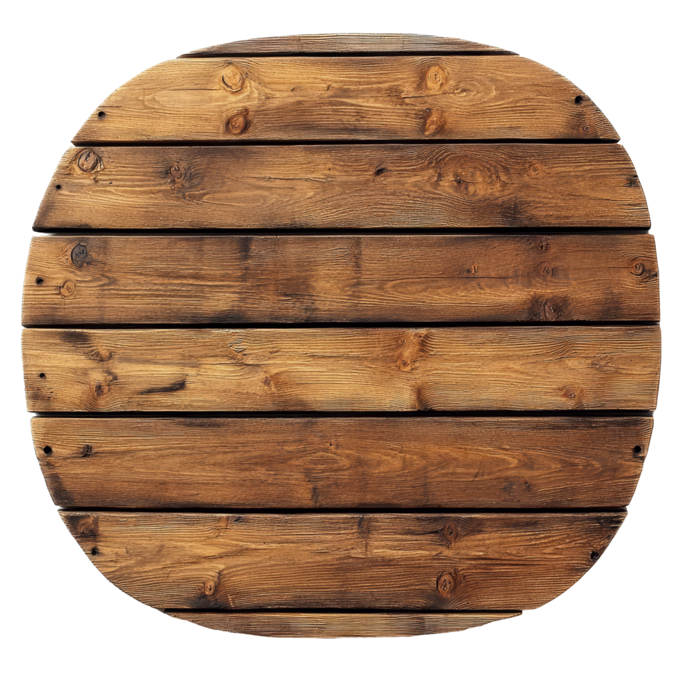 Natural oval wooden plank on a transparent background suitable for rustic decor or craft projects, oval wooden planks isolated on transparent background png