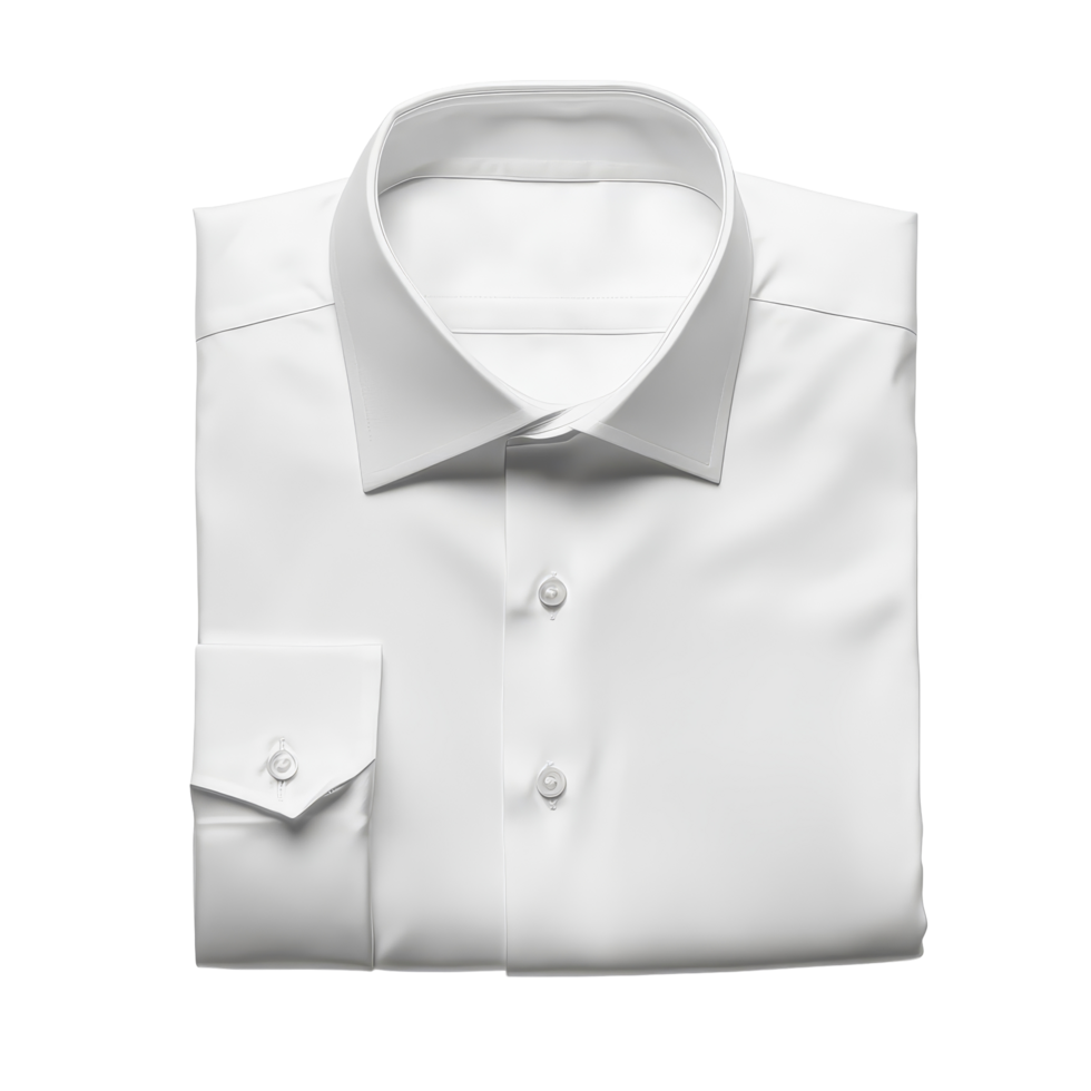 uma ordenadamente guardada transparente clássico camisa exibido dentro uma limpar, isolado configuração para estilo ou moda, transparente clássico ordenadamente guardada camisa, Arquivo do isolado objeto com sombra em transparente png
