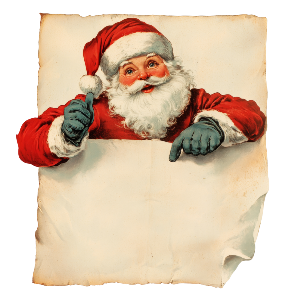 Vintage Santa Claus letter template on a transparent background perfect for holiday messages and festive invitations, Santa claus blank vintage letter on transparent background png
