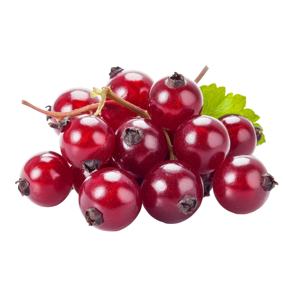 Bengal currant berries arranged on a transparent background with a touch of green transparent, Bengal Currant on transparent background png