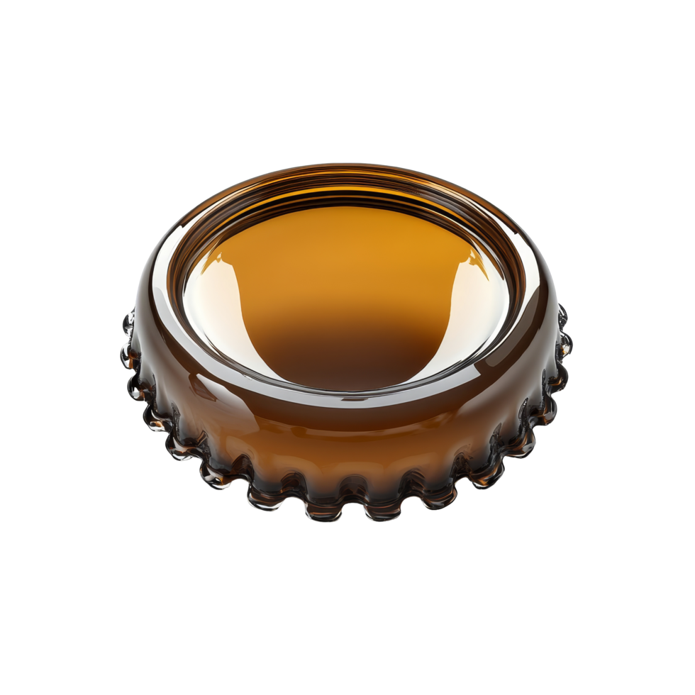 An isolated brown bottle cap lying on a transparent background showcasing its color and design features, bottle cap isolated on transparent backgroundfile png