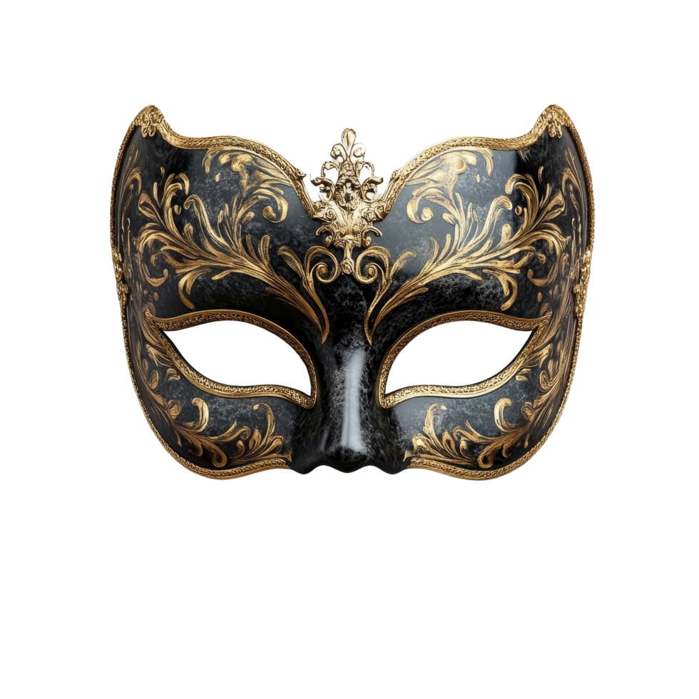 Elegant masquerade mask resting on a transparent surface for festive occasions and celebrations, Masquerade mask stands alone on a simple transparent background or transparent background with a png