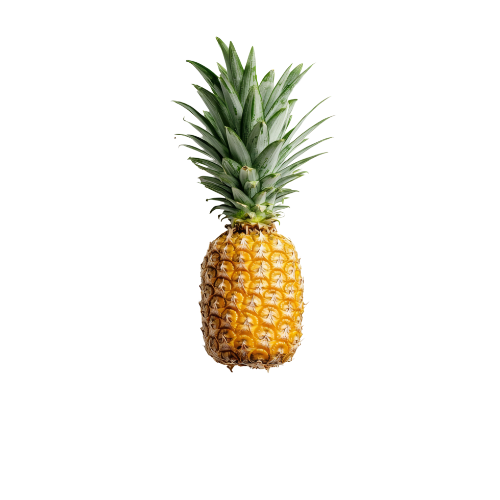 Fresh pineapple placed on a clean transparent plate isolated against a bright transparent background for a vibrant look, pineapple in a plate isolated on transparent background png