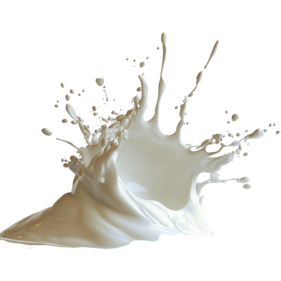 Dynamic splash of milk creates an artistic formation against a light background, Milk or transparent liquid splash png