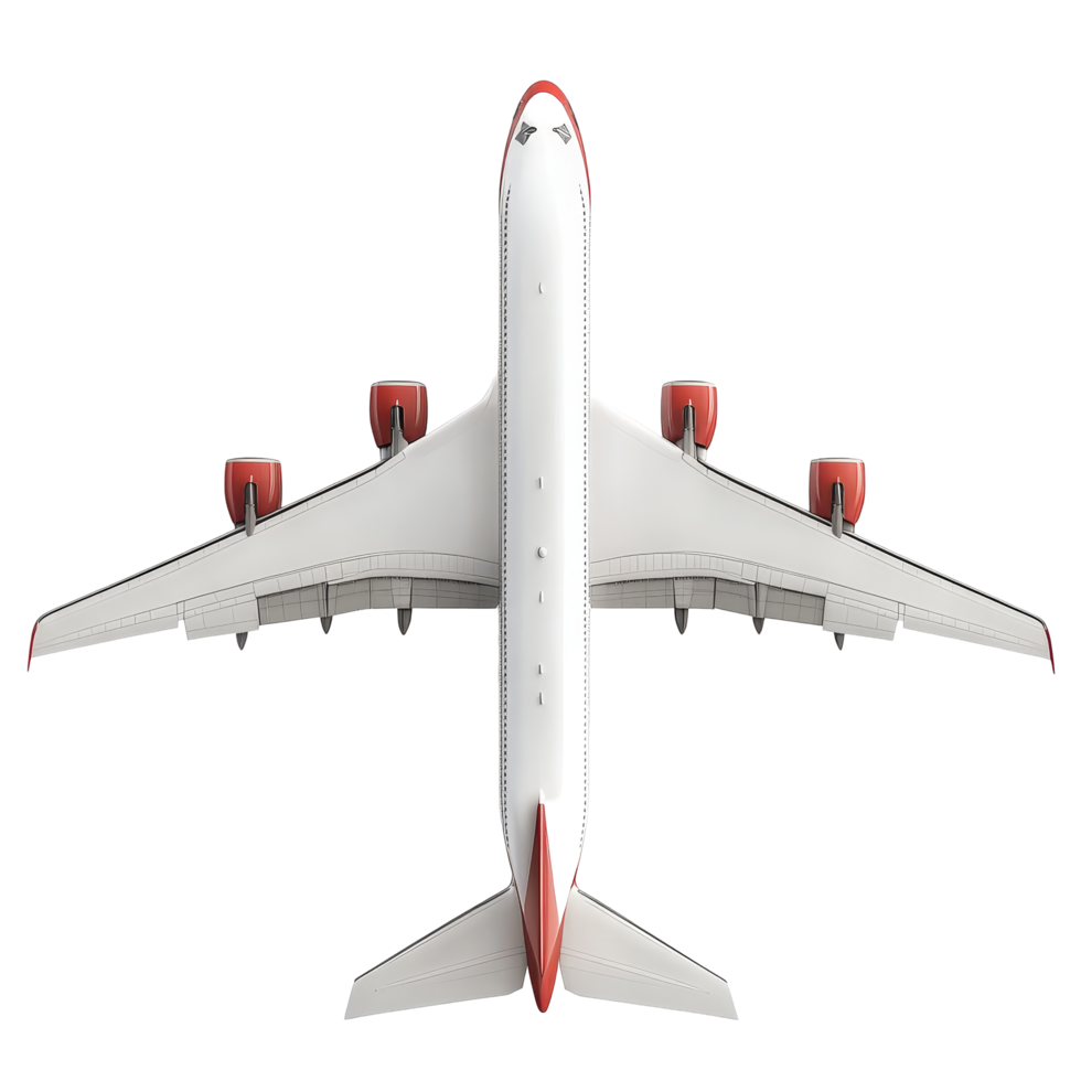 Airplane rendered in transparent with a clean transparent background showcasing an aerial view of its design, Airplane isolated on transparent background 3D Rendering png