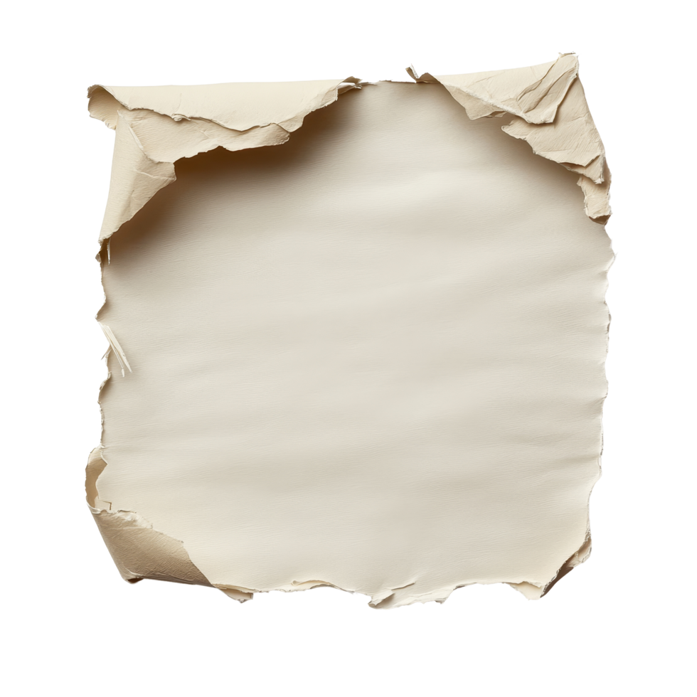 Torn note paper with an unmarked surface isolated on a clean transparent background, suitable for creative projects, Torn note paper on transparent backgroundfile png