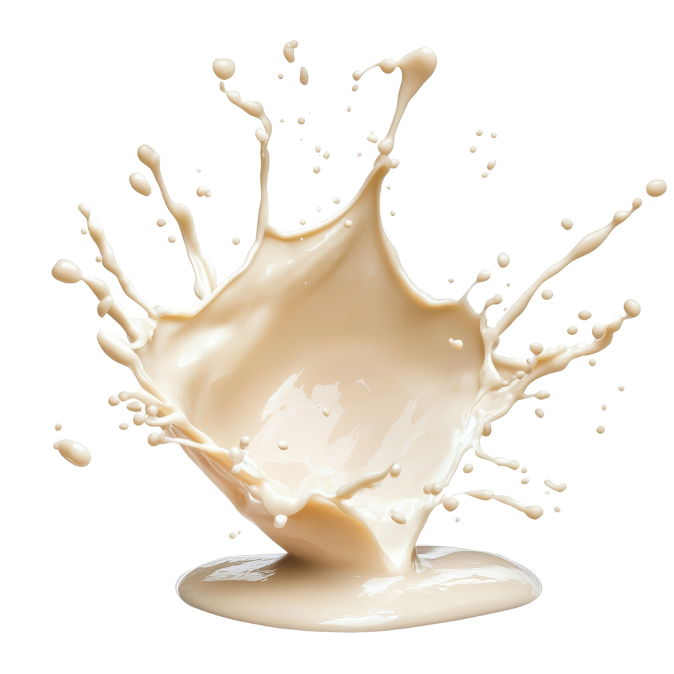 Creamy liquid splashes dramatically against a pristine transparent background, creating vivid motion and texture during the moment of impact, Creamy Splash in Motion On transparent background png