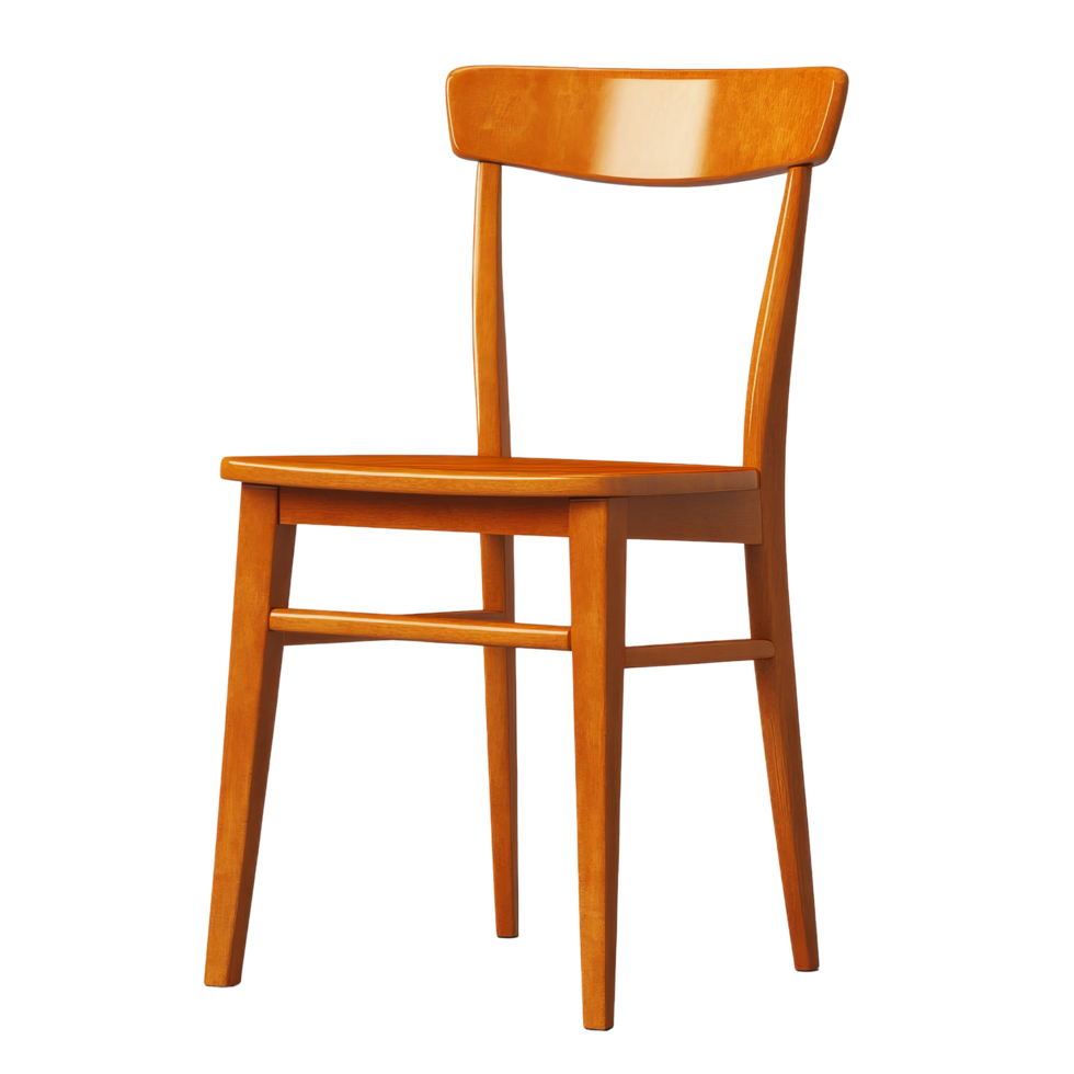 A simple wooden chair with backrest stands against a transparent background, designed for comfort and minimalism in any setting, chair with backrest on transparent backgroundfile png