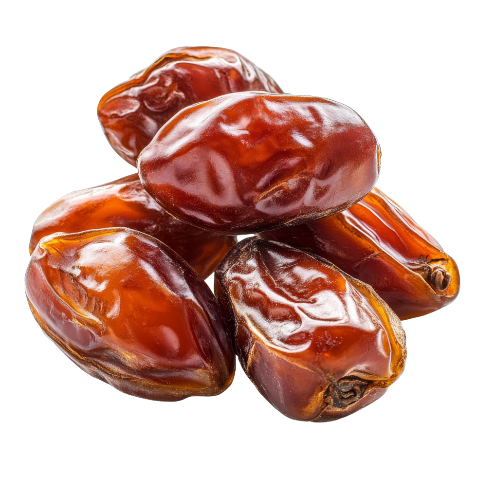 dates collected and displayed on a clean transparent background showcasing their rich, dark brown color and texture, dates isolated on transparent background png
