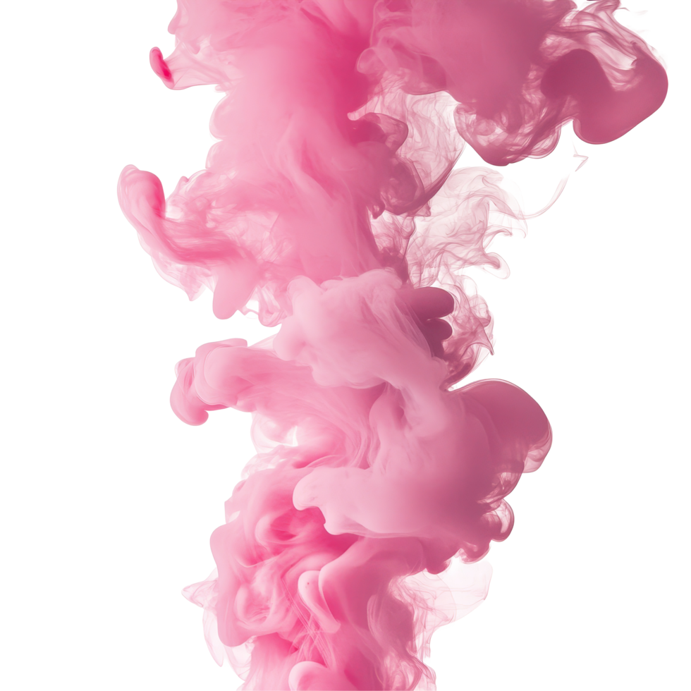 Pink smoke swirls gracefully against a transparent backdrop, creating a mesmerizing visual display of color and movement, pink smoke on transparent background png