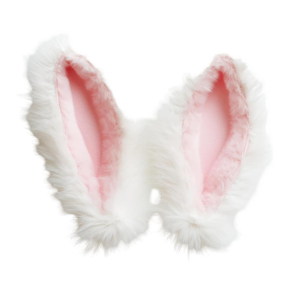 Fluffy Easter bunny ears resting on a transparent background, perfect for festive celebrations or playful costumes, Fluffy Easter Bunny Ears on transparent background png