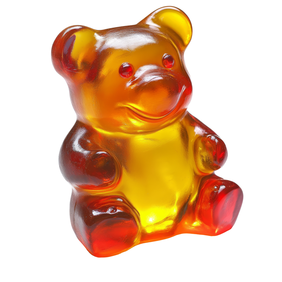Bright and colorful gummy bear candy isolated on a plain transparent background perfect for sweet treats and celebrations, gummy bearisolated transparent background png