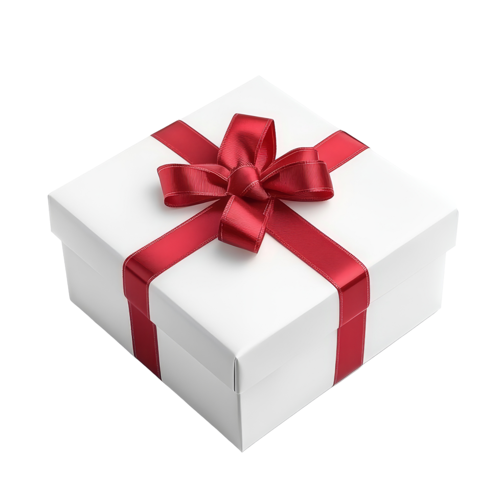 Elegant transparent gift box adorned with a vibrant red ribbon perfect for special occasions and celebrations, Elegant transparent Gift Box with Vibrant Red Ribbon isolated on transparent background png