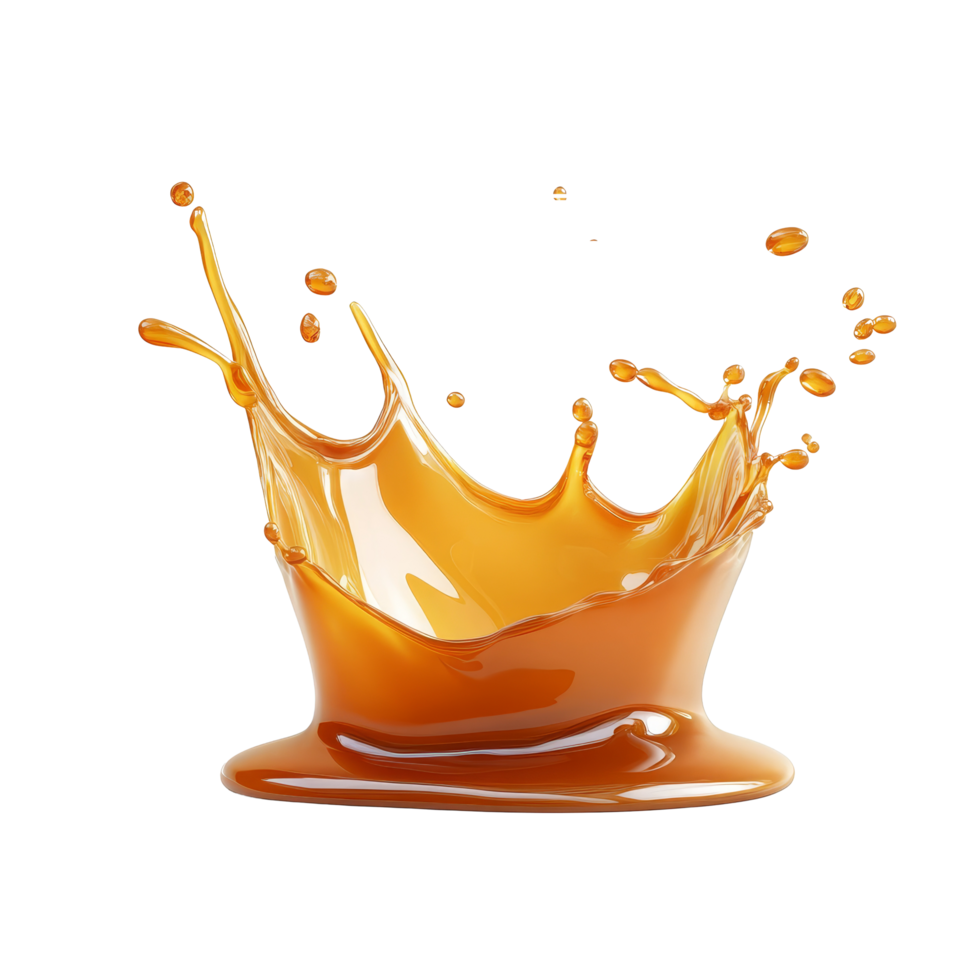 Captivating sweet caramel liquid splash isolated on a transparent background showcasing its rich texture, Sweet Caramel Liquid Splash isolated on transparent background png