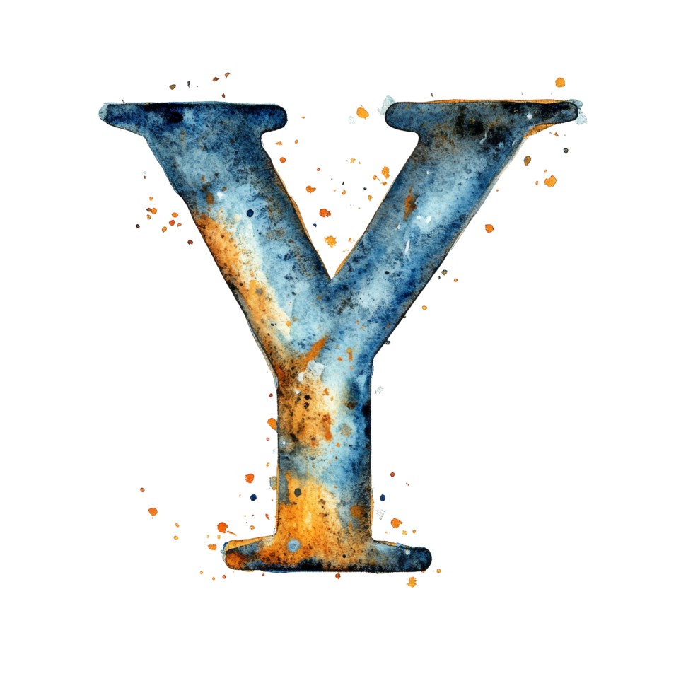 Exploring the creative use of the consonant letter Y on a textured transparent background with abstract color splashes, consonant letter y is used to make words on transparent backgroundfile png