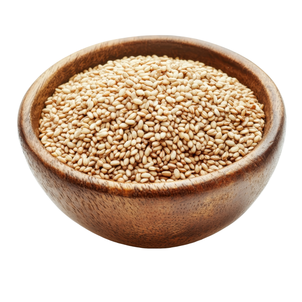 Bowl filled with sesame seeds isolated on a transparent background ready for culinary use and nutritional benefits, sesame in a bowl isolated on transparent background png