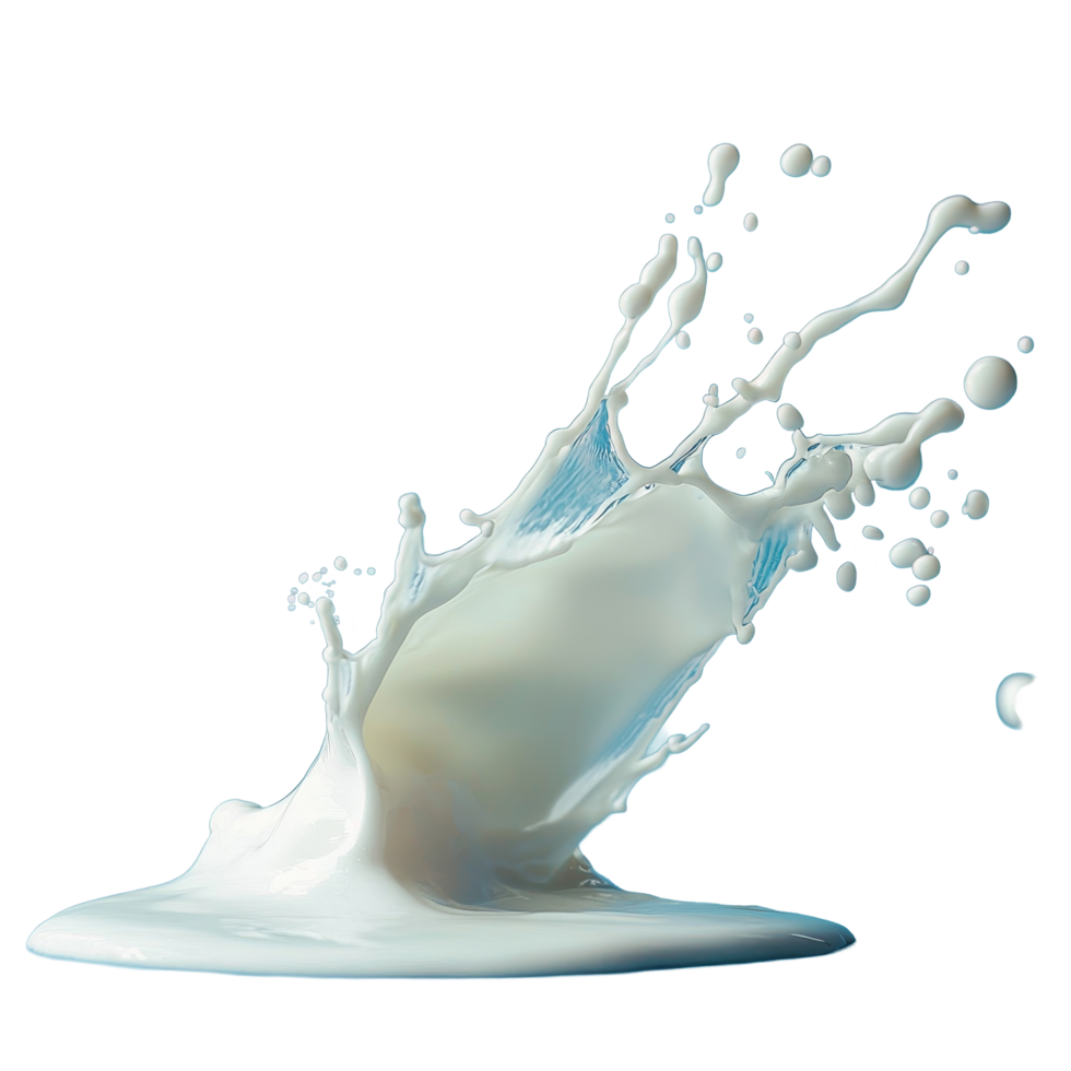 Curved milk splash creates dynamic art over a smooth blue background in a strikingly vibrant composition, Curve milk splash over blue background Stock Photo png