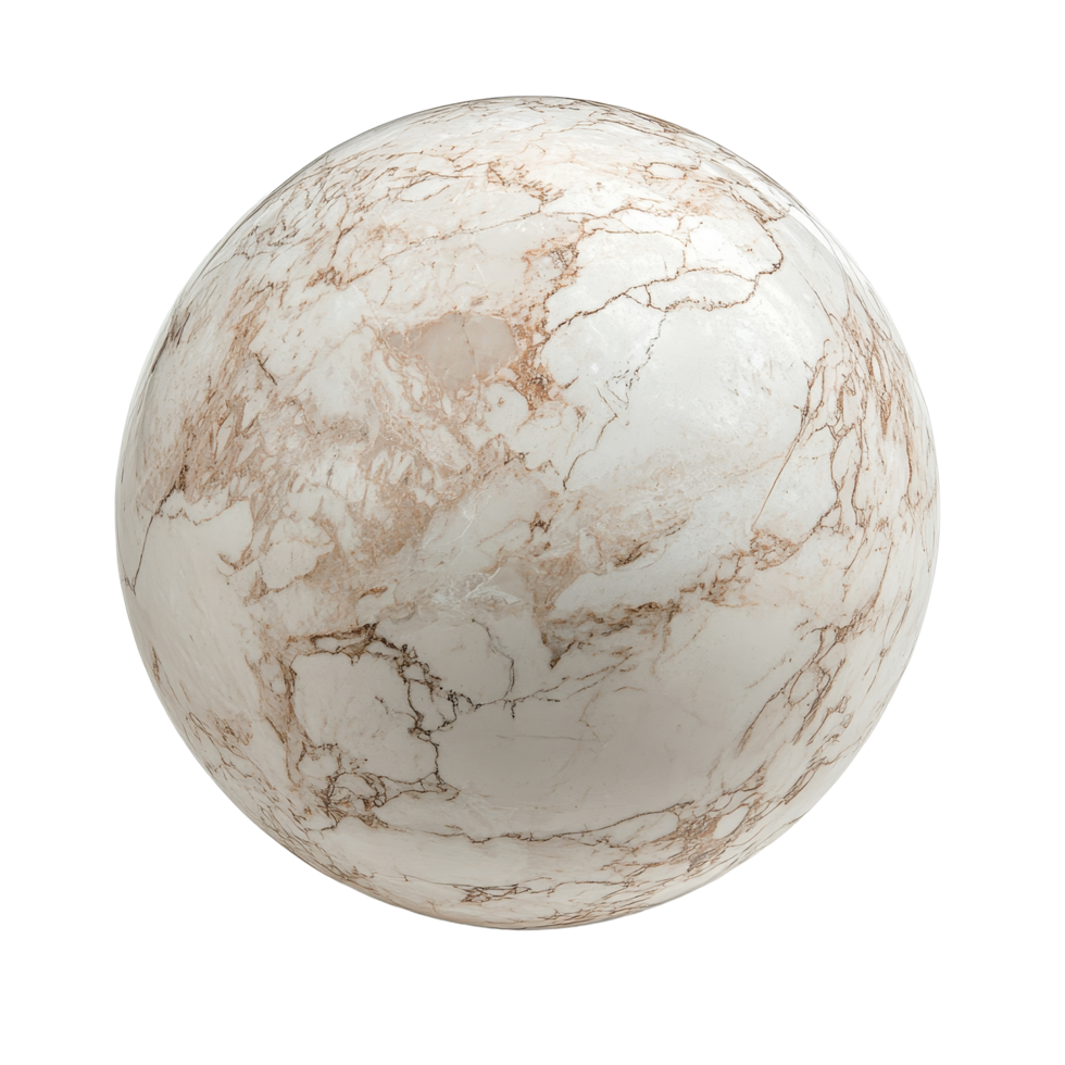 A beautifully crafted round marble sphere isolated against a clean transparent background showcasing its intricate patterns, Round Marble Sphere Isolated on transparent background png