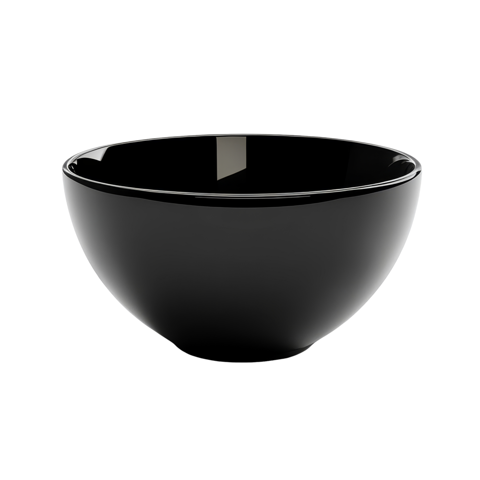 Elegant black bowl on a clean transparent background showcasing minimalist design and contemporary style, black bowl on transparent background png