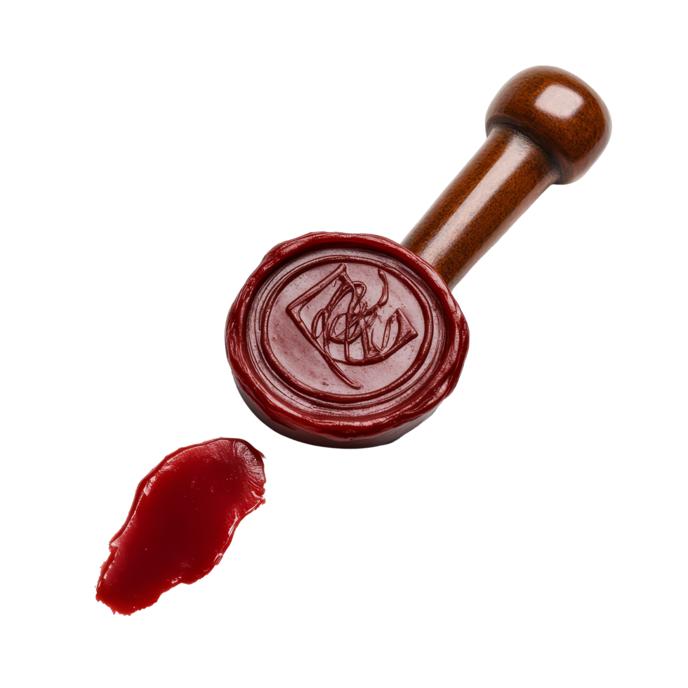 Elegant wax seal with a rejected imprint and spilled wax, perfect for adding a traditional touch to correspondence, Wax Seal with Rejected Word Isolated png