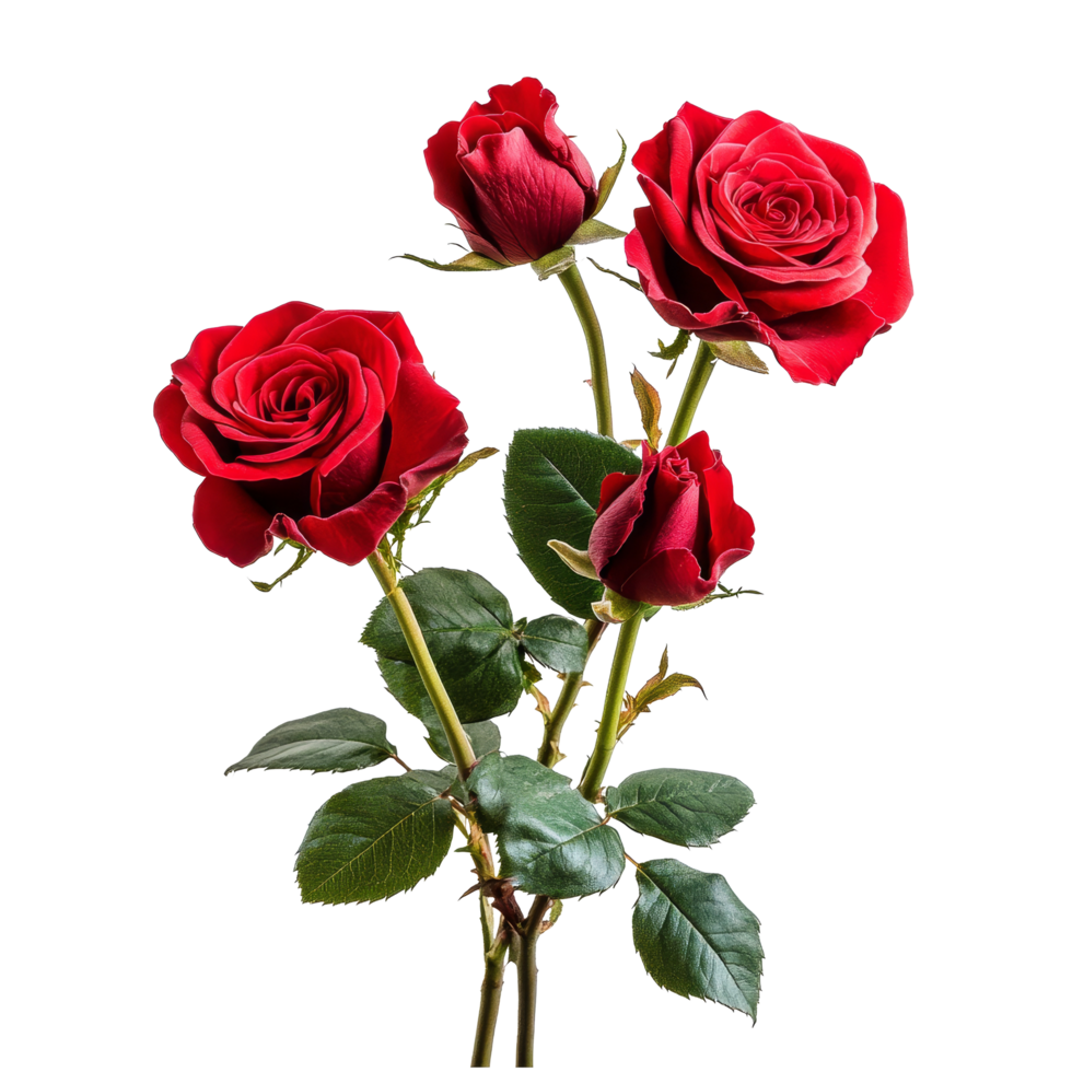 Beautiful red roses arranged on a transparent background for a stunning floral display and decoration, roses flowers isolated on transparent background png