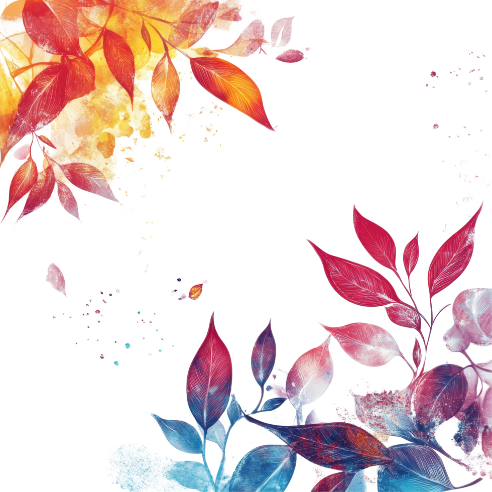 Colorful leaf background with a blend of warm and cool tones for creative design use, Feuille background png