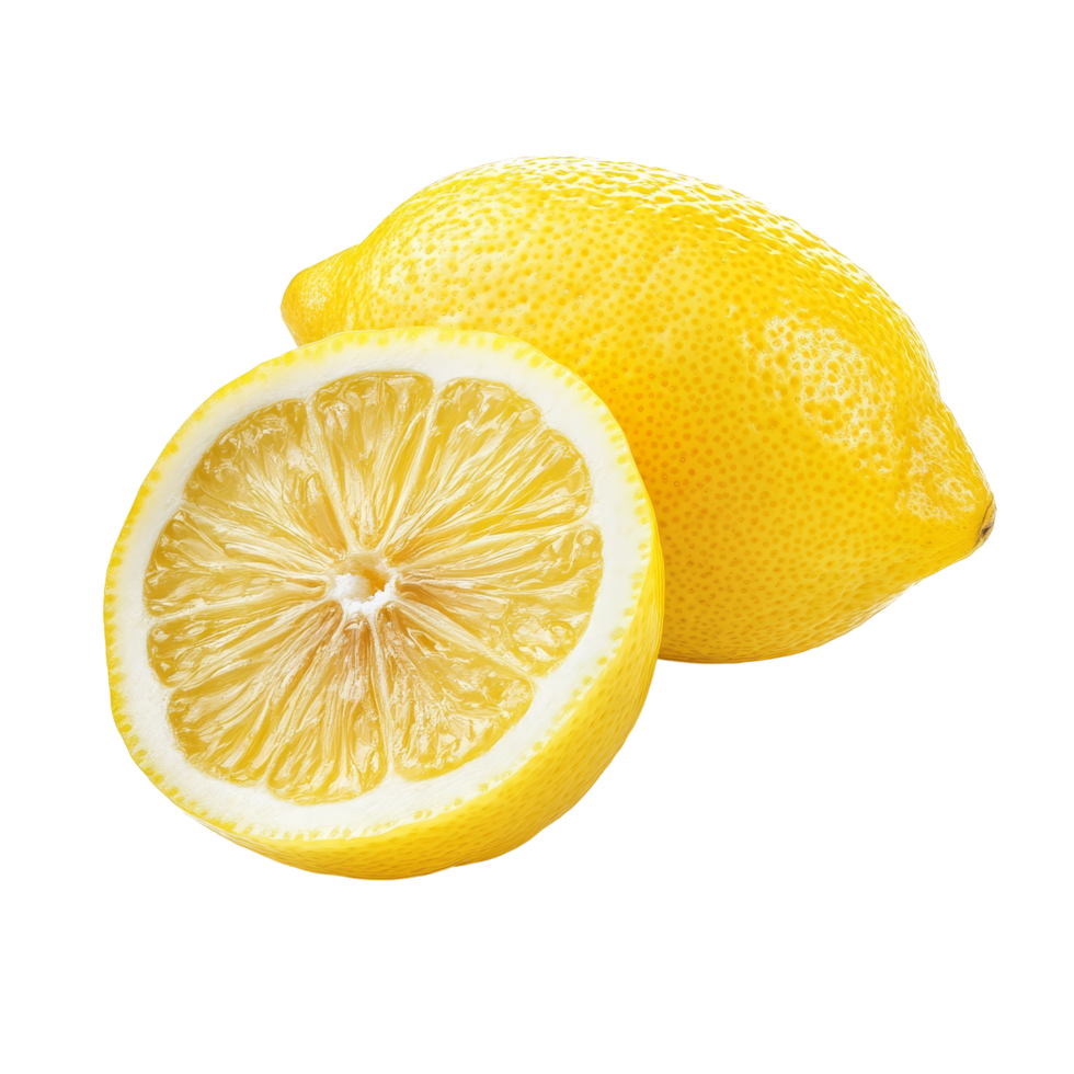 Freshly sliced lemon isolated on a plain transparent background ideal for culinary use or food presentations, lemon isolated on transparent background png