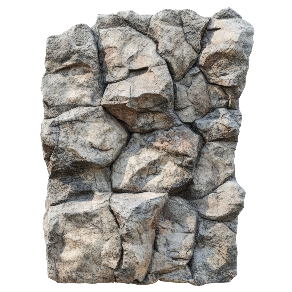 Rock wall surface construction showcasing detailed architectural elements in an outdoor setting, Rock wall Surface, Construction and Architectural Element, Isolated on transparent background png