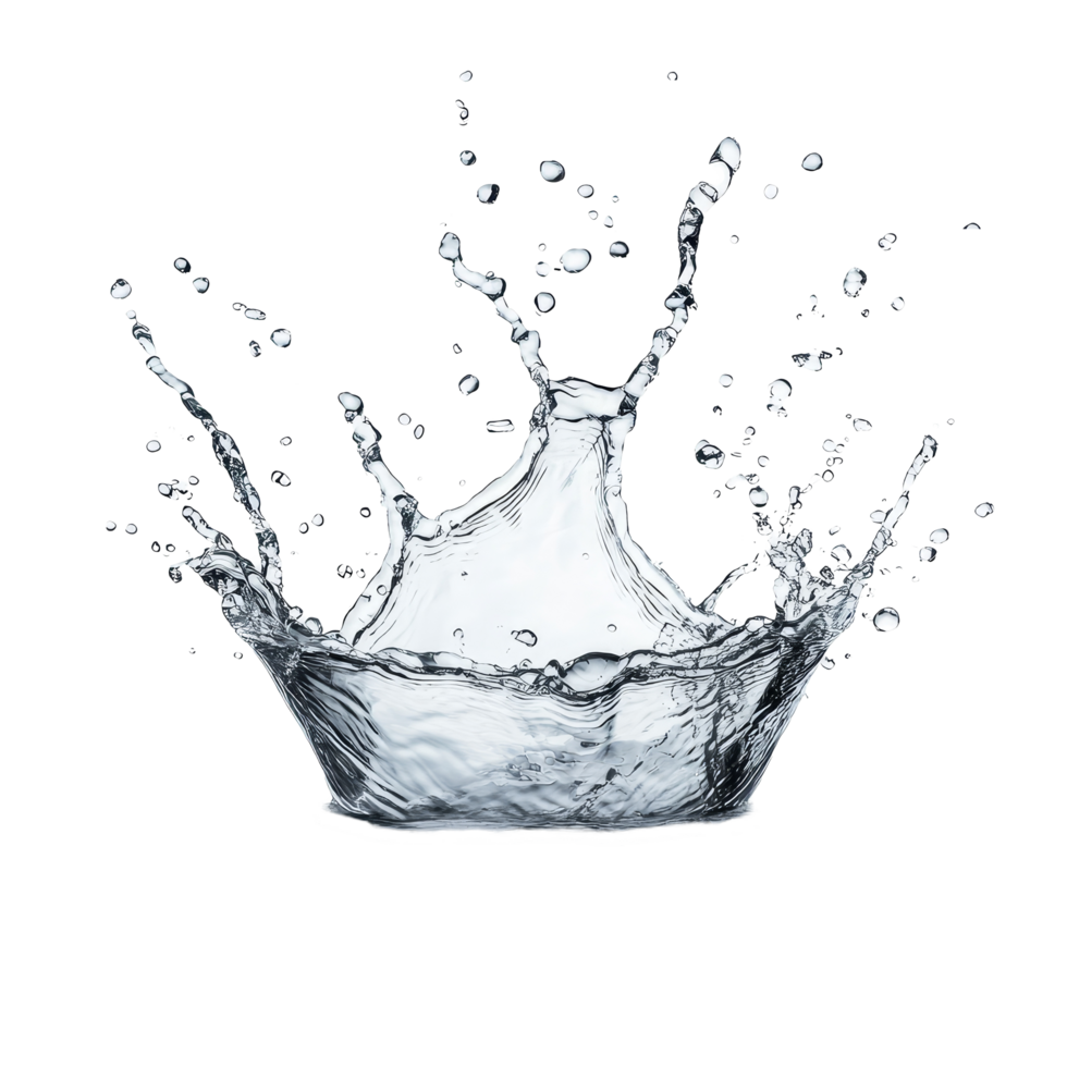 A dynamic water splash captured in isolation against a transparent background showcasing the beauty of liquid motion, water splash isolated on transparent background png