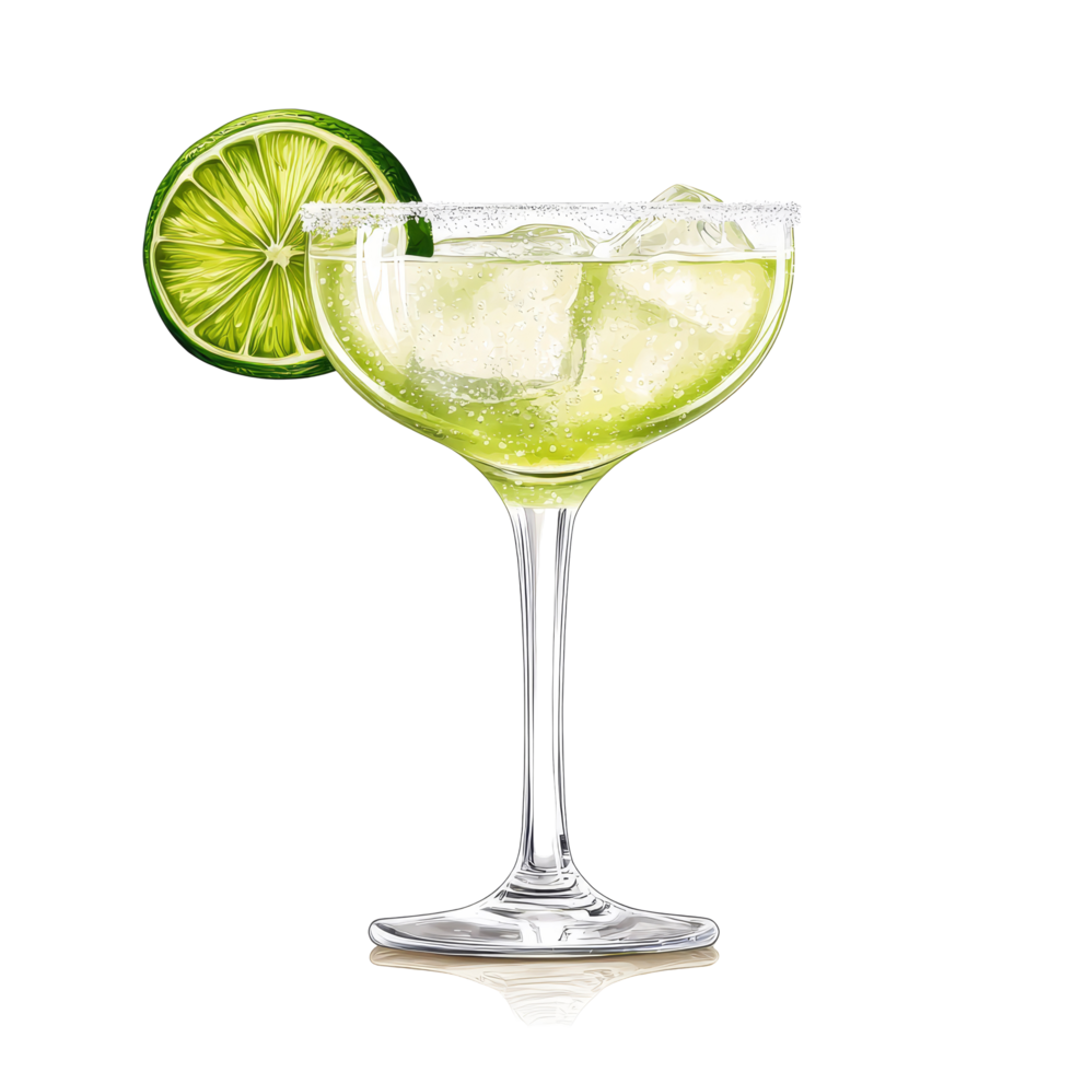 Refreshing margarita cocktail with tequila served on transparent background, margarita cocktail tequila isolated on transparent background png