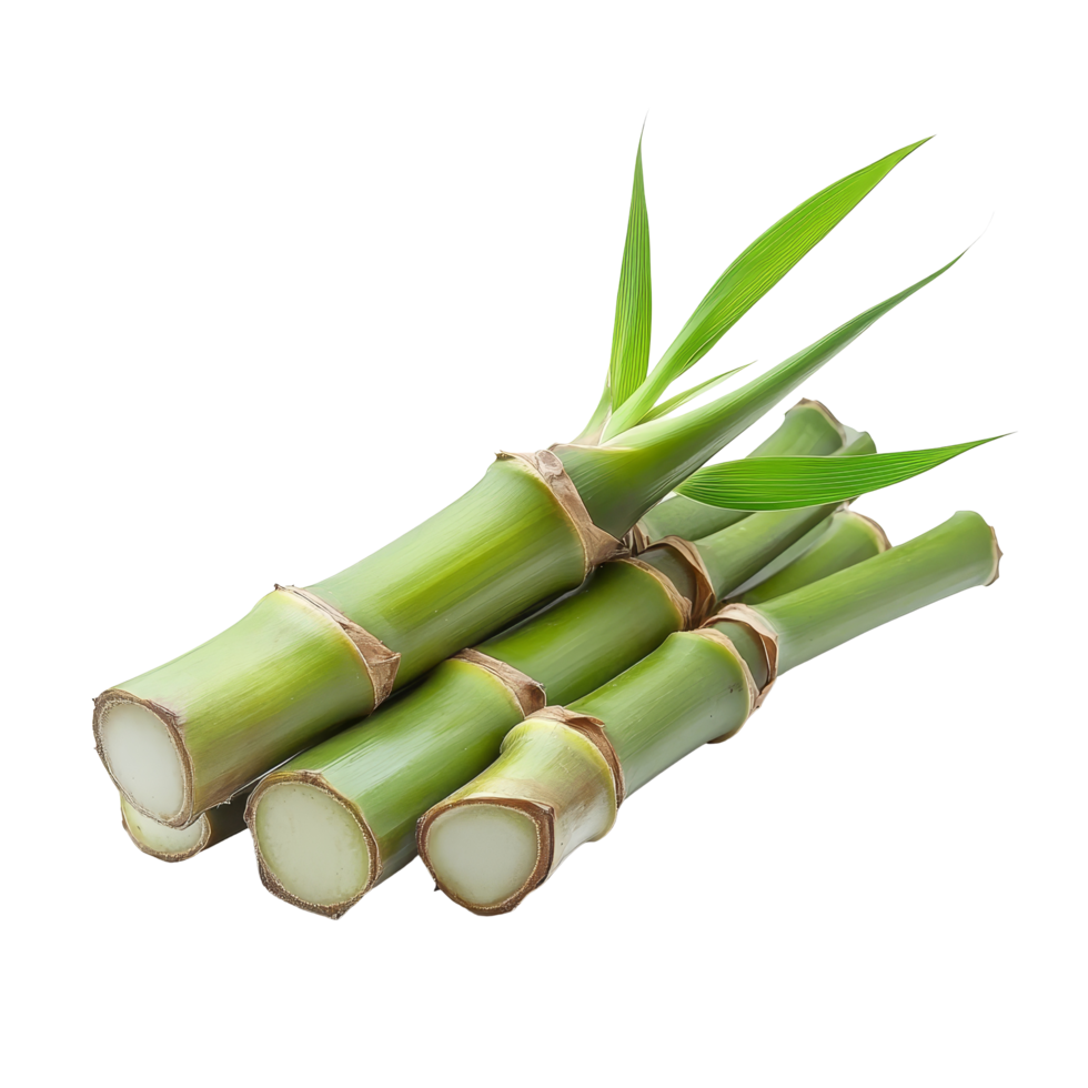 Bamboo shoot isolated on a transparent background showcasing fresh green textures and cut sections, bamboo shoot isolated on transparent background png