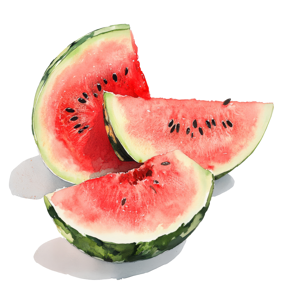 Fresh watermelon slices displayed on a transparent background ready for a summer snack or a refreshing dessert option, water melon on transparent background png