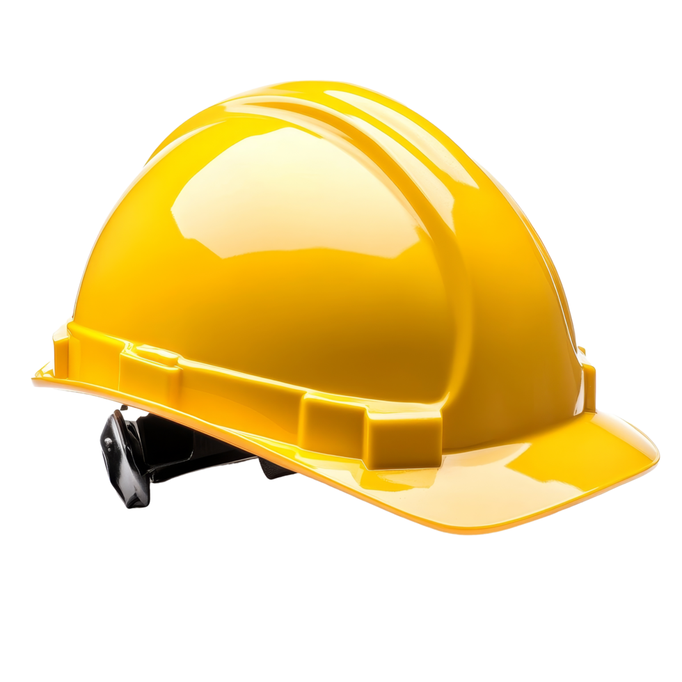 Construction yellow helmet for workers resting on an isolated background, highlighting safety in the workplace, Construction yellow helmet for workers on an isolated background. png