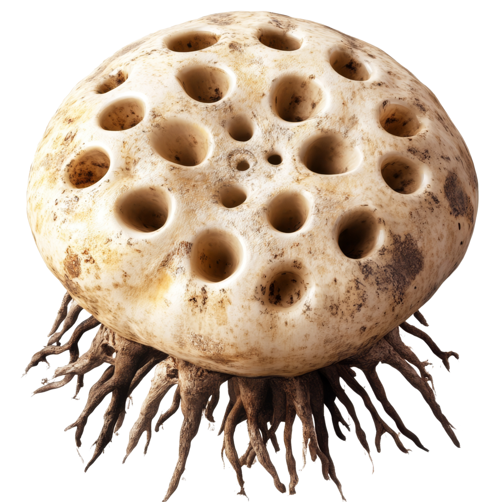Fresh lotus roots isolated on a transparent background showcasing their unique texture and structure, Lotus roots isolated on tranparent png