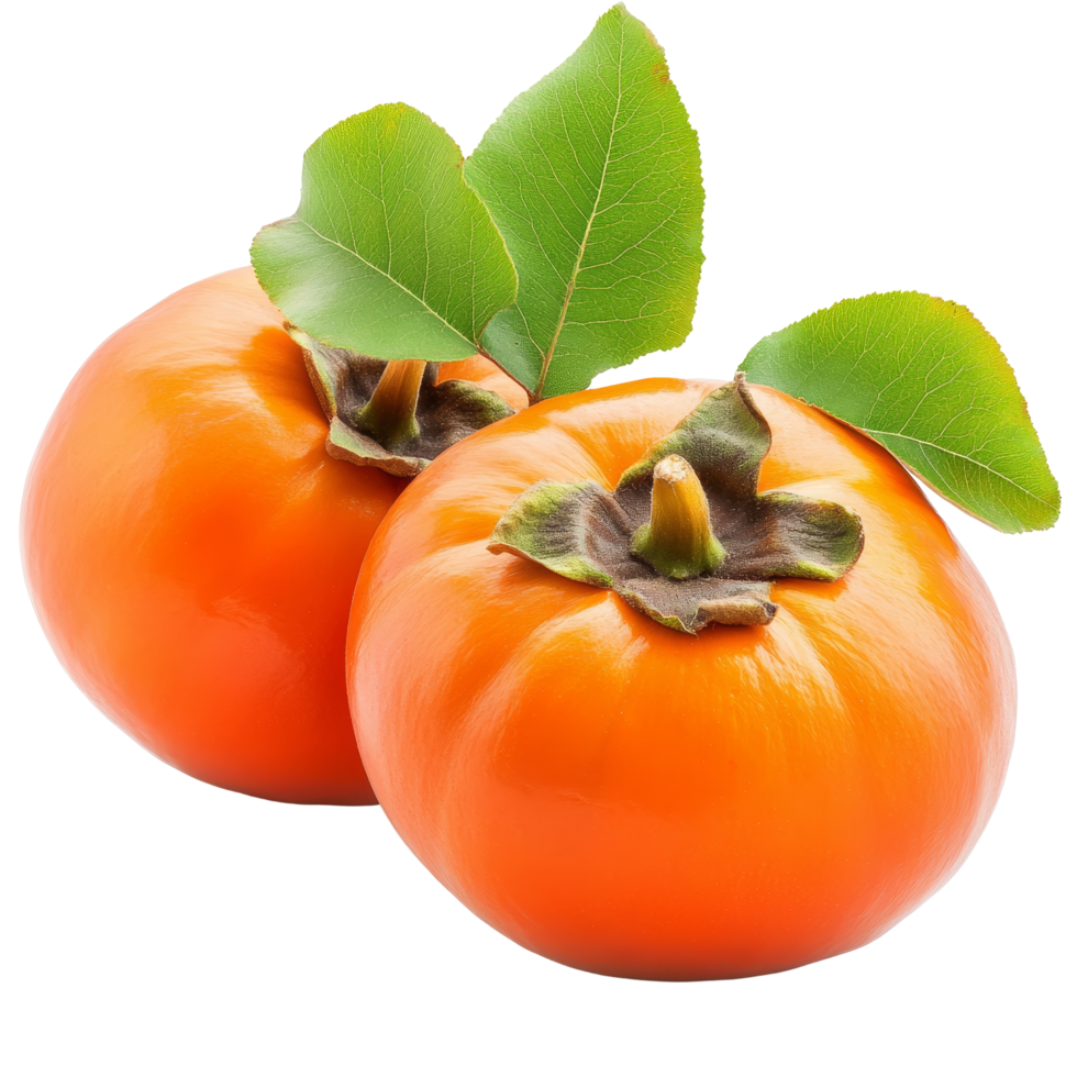 Fresh ripe persimmons displayed artistically on a pure transparent background showcasing their vibrant color and texture, fresh ripe persimmons with isolated on transparent background png