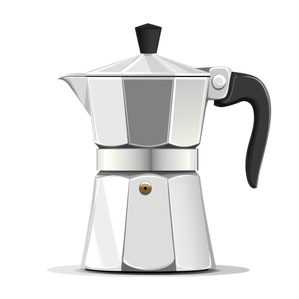 Classic Italian coffee percolator isolated on a Transparent background highlighting its elegant design, italian coffee percolator isolated on White background png