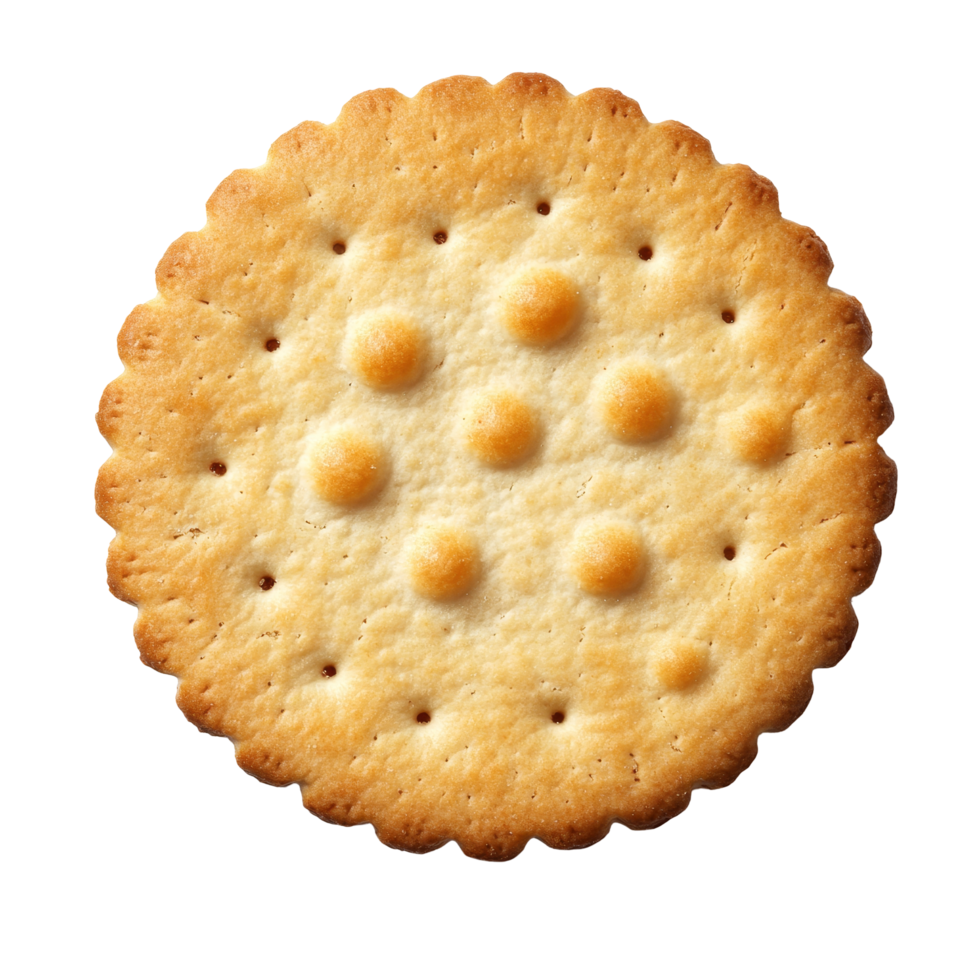 Round cracker isolated on a clean transparent background showcasing a simple yet appealing design, round cracker isolated on transparent backgroundfile png