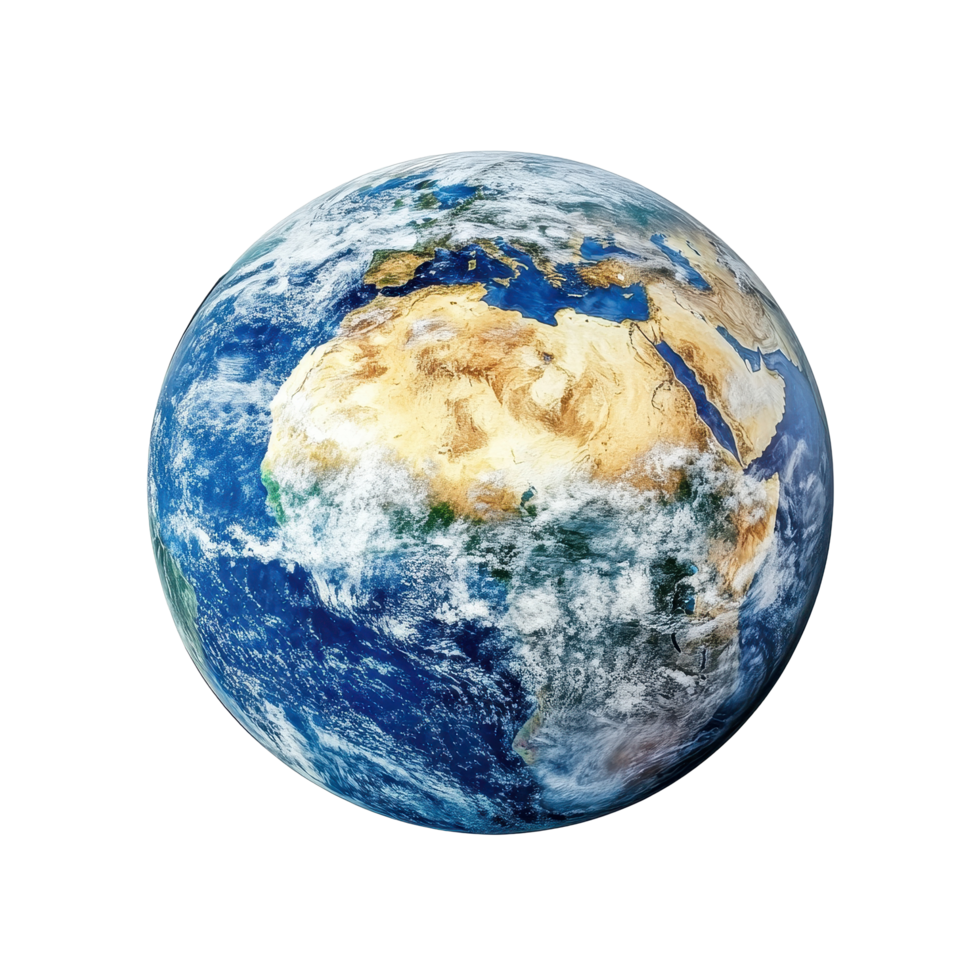 View of Earth from space on a Transparent background showcasing continents and oceans, Earth Globe from Space On background png