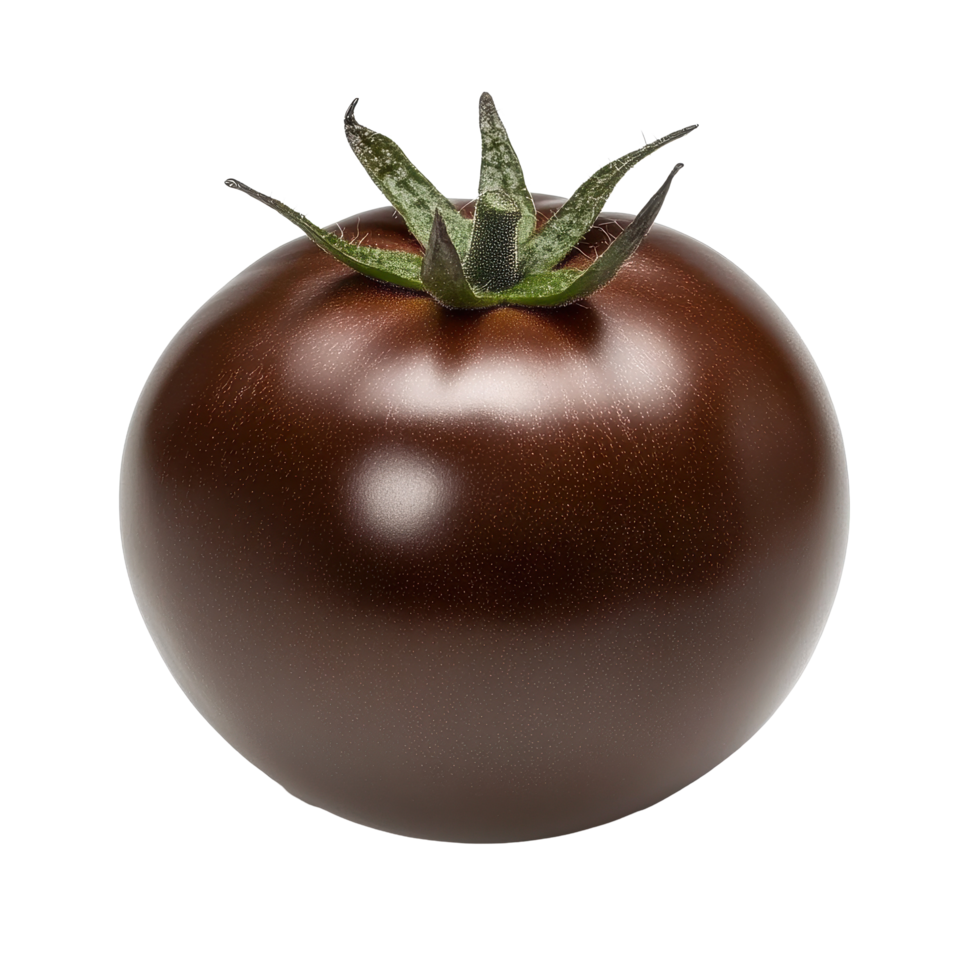 Unique chocolate tomato with rich brown color isolated on white background for culinary presentations and recipes, Chocolate Tomato or Brown color tomatoisolated on white background png