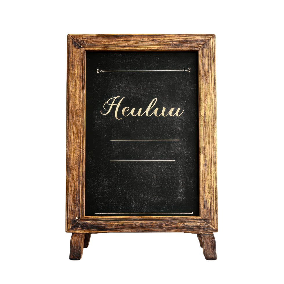 Chalk board menu signage with wooden frame on white background showcasing custom text and design, Chalk board menu signage isolated on white background png