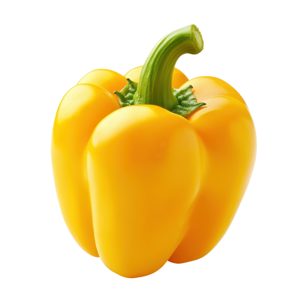 Sweet yellow pepper showcases vibrant color and fresh appearance on neutral background, Sweet yellow pepper isolated on Transparent background png