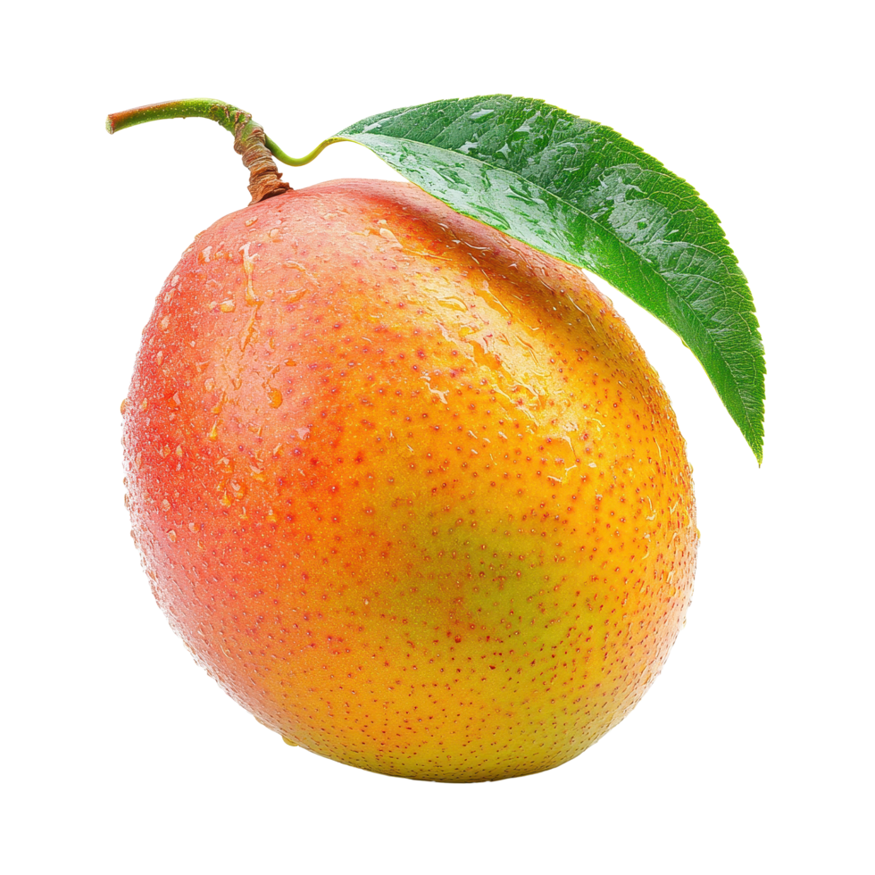 Fresh mango isolated on Transparent background showcasing vibrant colors and natural water droplets, mango isolated on background png