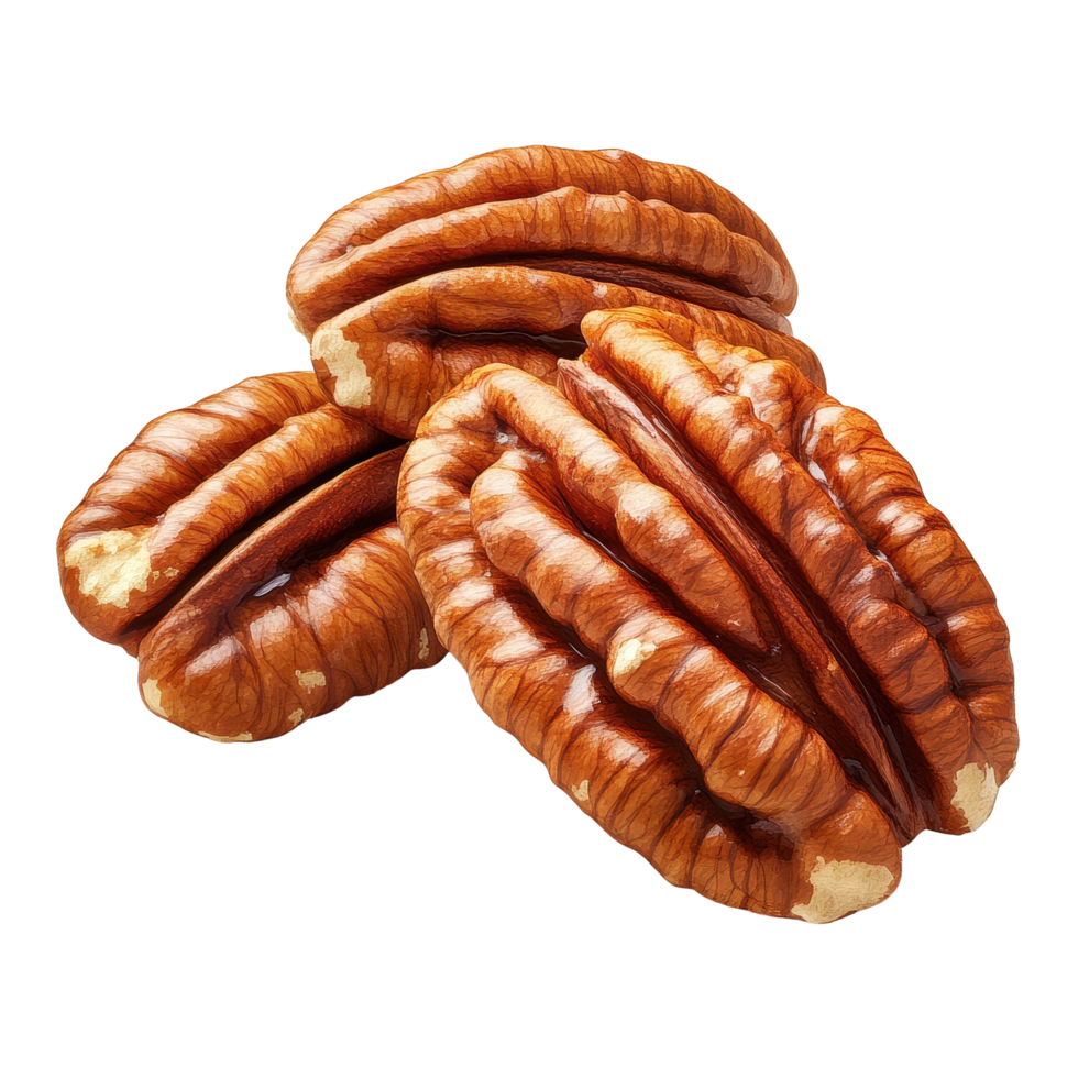 Discover the rich texture and flavor of pecan nuts isolated on a Transparent background, Pecan nuts isolated on background png