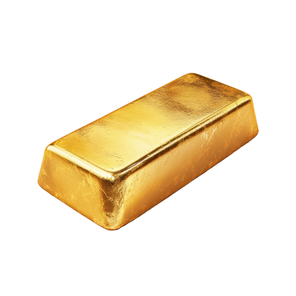 Golden bullion bar isolated on white background highlights luxury and wealth, golden bullion on isolated on white background png